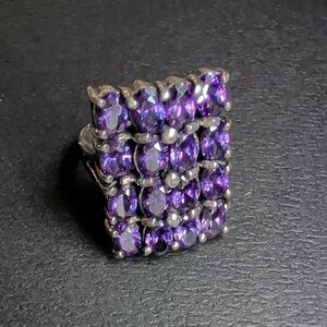 Genuine Purple Amethysts & 926 Silver Ring